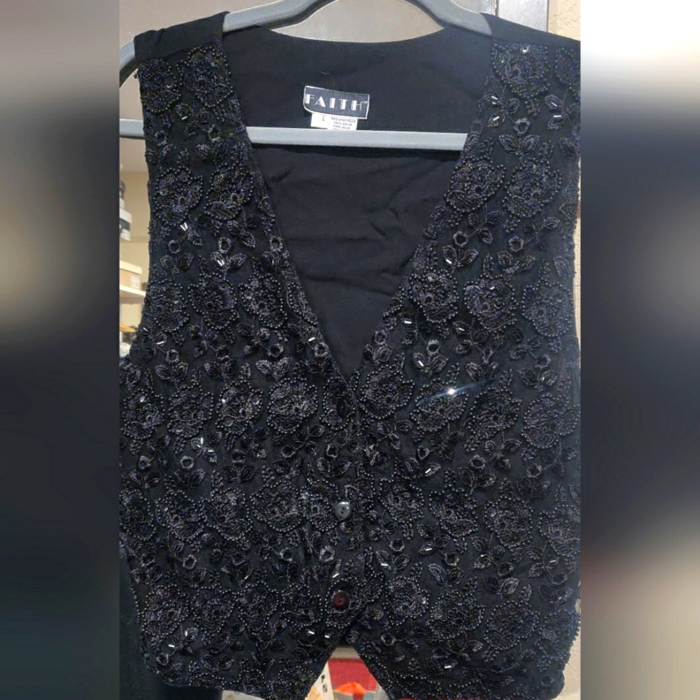 Vintage Black beaded Vest